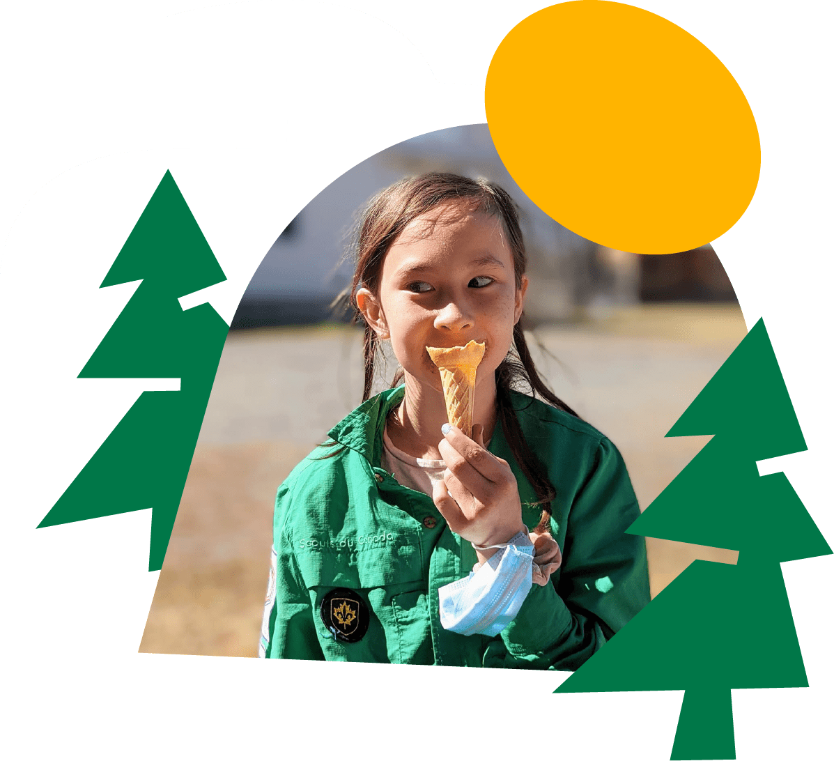 Fille scout du Canada avec cornet