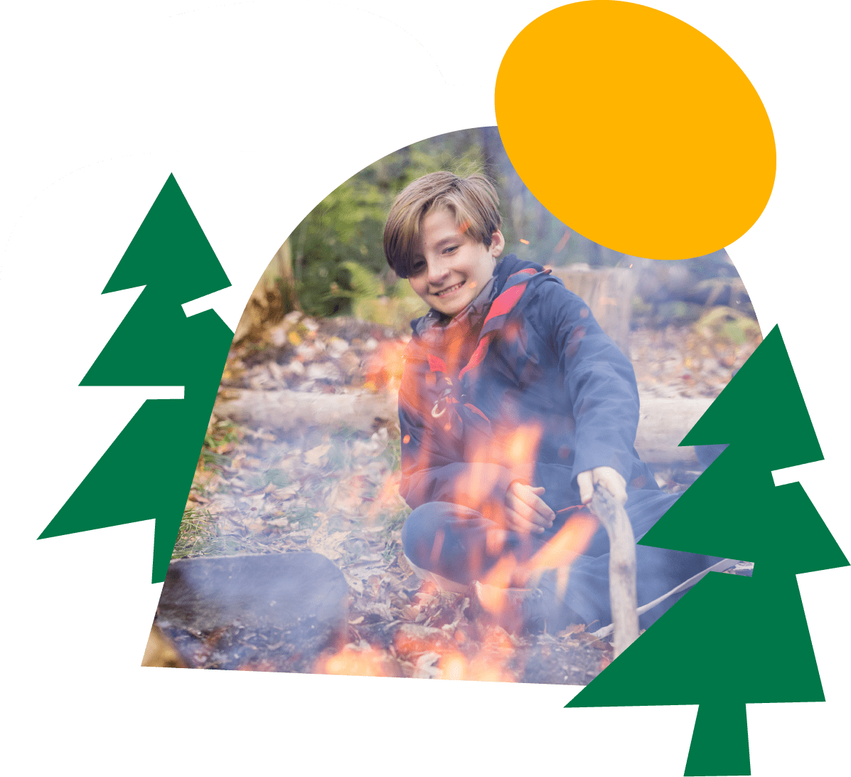 Scout Aventurier avec un feu