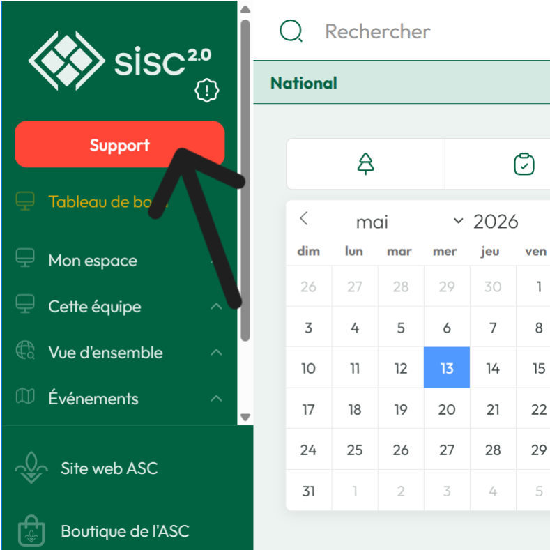 SISC 2.0 bouton support